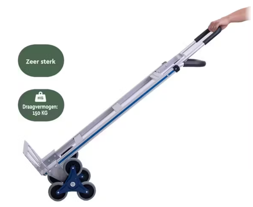 Trappensteekwagen – Lichtgewicht Traploper tot 150 kg – Aluminium Steekwagen voor Verhuizen – 6 TPR Wielen