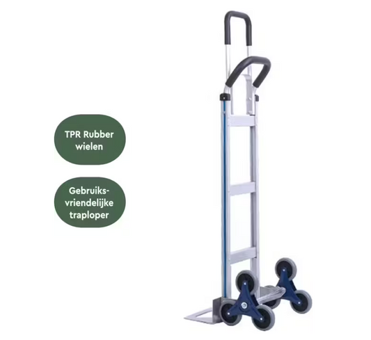 Professionele Trappensteekwagen | Aluminium | 150 kg Draagvermogen | 6 TPR Wielen | Lichtgewicht Traploper