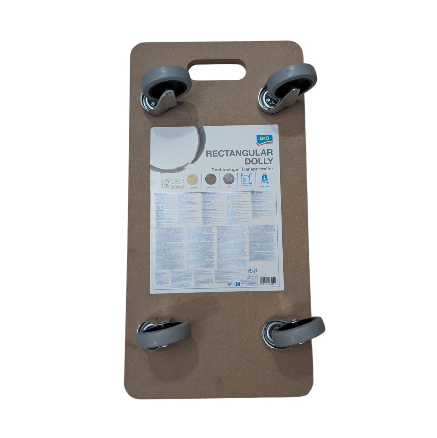 Rechthoekige Dolly – 200 kg draagvermogen | FSC Hout & Antislip