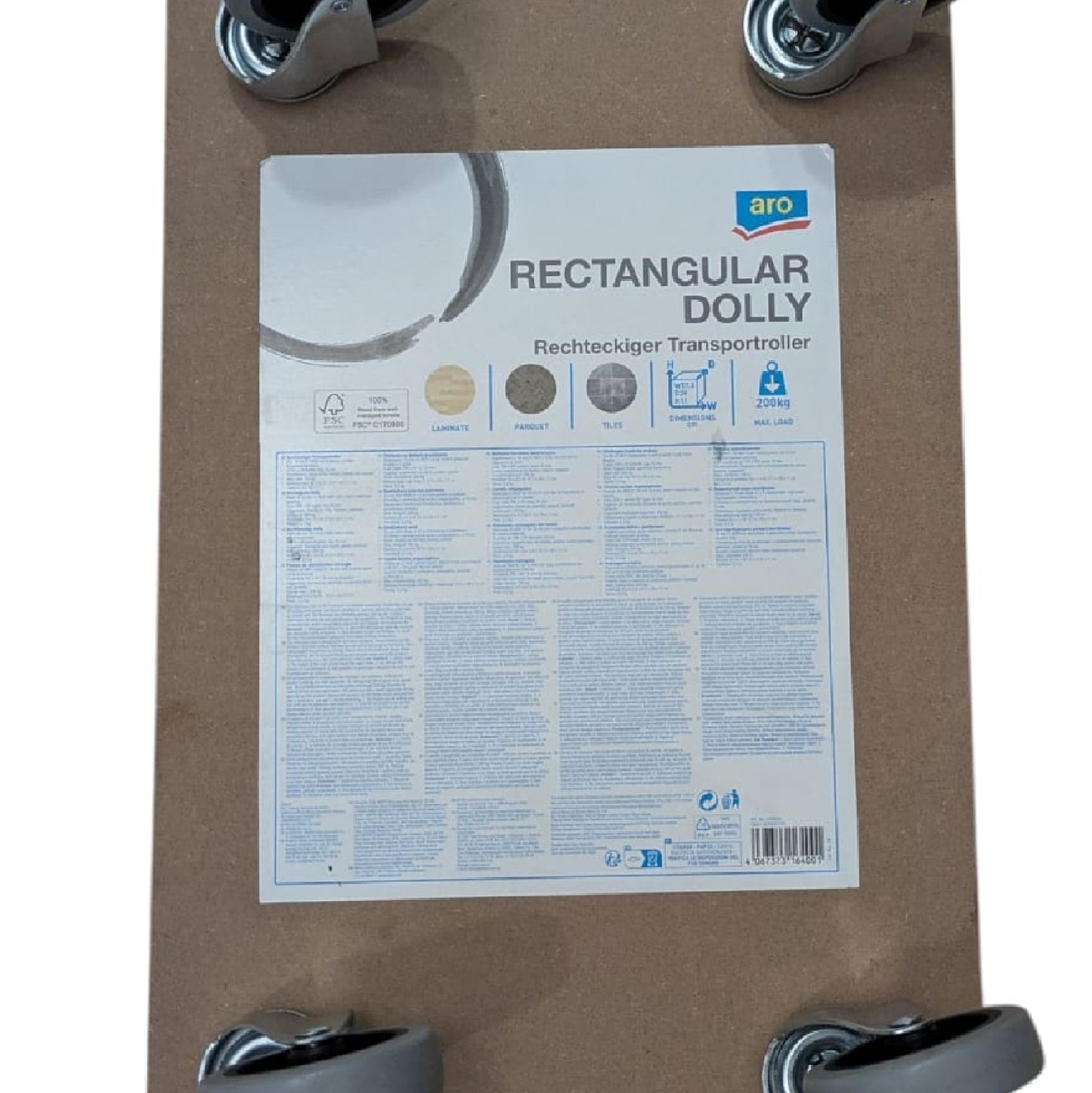 Rechthoekige Dolly – 200 kg draagvermogen | FSC Hout & Antislip