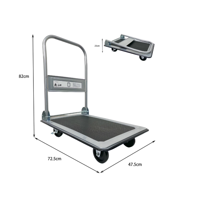 Professionele Platformwagen | 150 kg Draagvermogen | Opvouwbaar & Compact | Zilver/Zwart | Ultiem Verhuisgereedschap