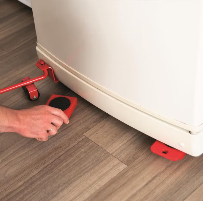 Meubelroller & Transportset 5-delig – Rood – Complete Verhuisset met Hefboom & 4 Rollers – Voor Zware Meubels en Apparaten
