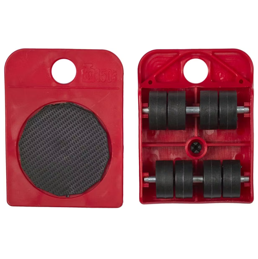 Meubelroller & Transportset 5-delig – Rood – Complete Verhuisset met Hefboom & 4 Rollers – Voor Zware Meubels en Apparaten