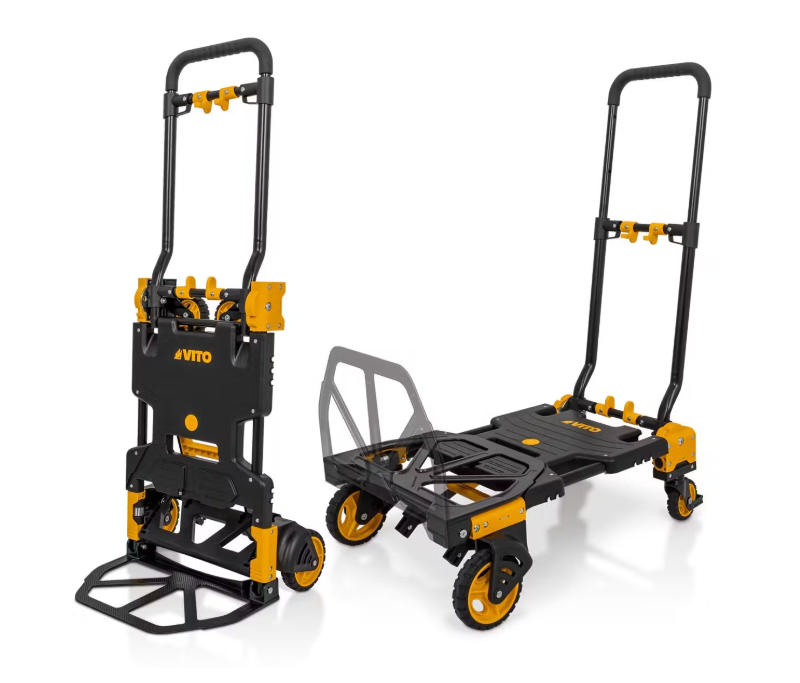 VITO 2-in-1 Opvouwbare Handwagen – 137 kg – Steekwagen & Trolley in één – Zwart – Compact & Professioneel