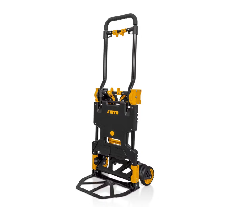 VITO 2-in-1 Opvouwbare Handwagen – 137 kg – Steekwagen & Trolley in één – Zwart – Compact & Professioneel
