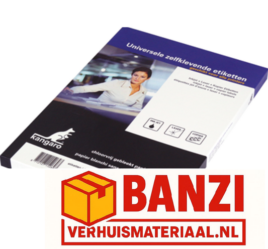 Kangaro | Zelfklevende Etiketten A4 | 5 vellen | 8 etiketten per vel | Labels voor verhuizen