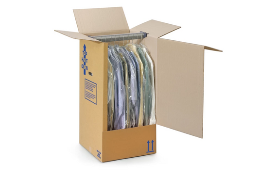 Garderobedoos 50 x 50 x 100 cm – Stevige Verhuisdoos voor Kleding met Hangroede
