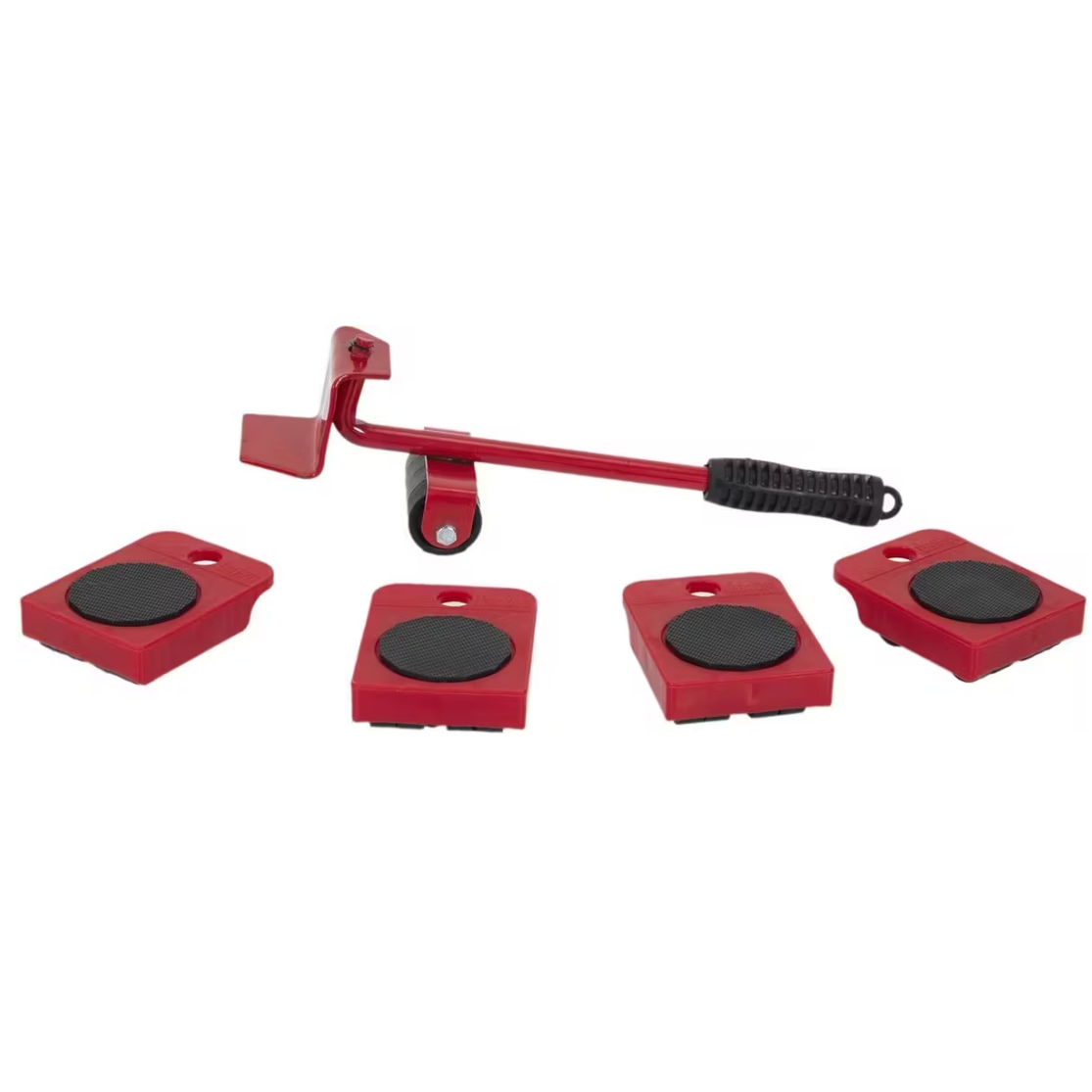 Meubelroller & Transportset 5-delig – Rood – Complete Verhuisset met Hefboom & 4 Rollers – Voor Zware Meubels en Apparaten