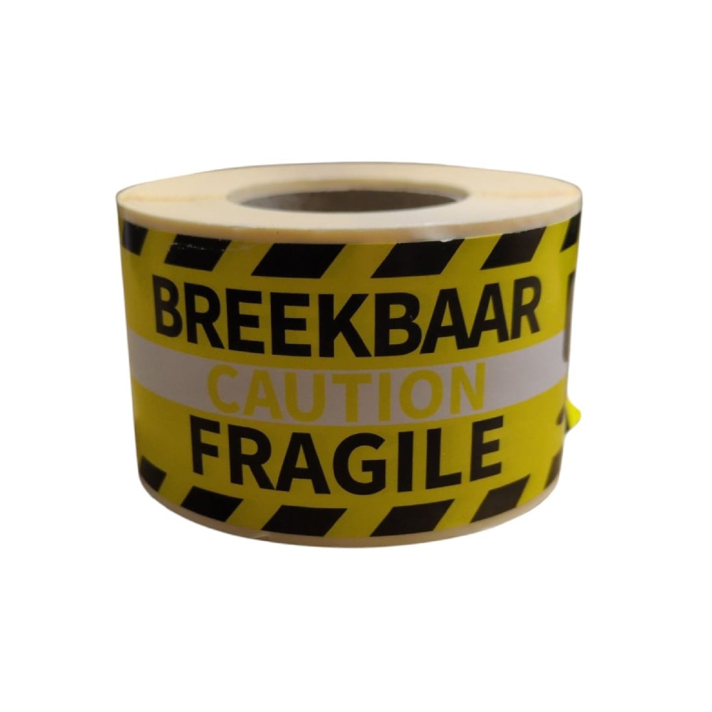 Waarschuwingsetiketten 'Fragile/Caution/Breekbaar' – 250 Stuks per Rol