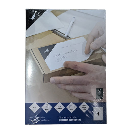Kangaro Zelfklevende Etiketten A4 – 100 Vel per Doos